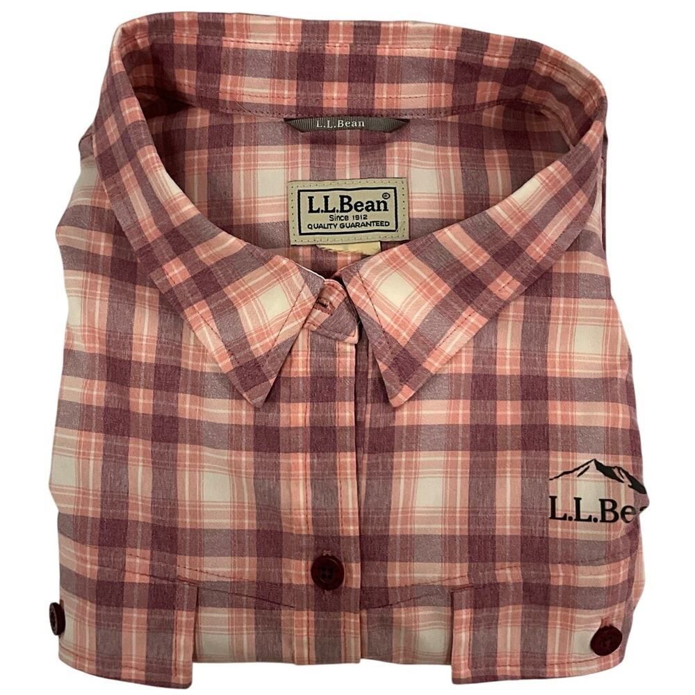 L.L. Bean Shirt Women’s L No Fly Zone Vented Button Up Zip Pockets Outdoor Wear